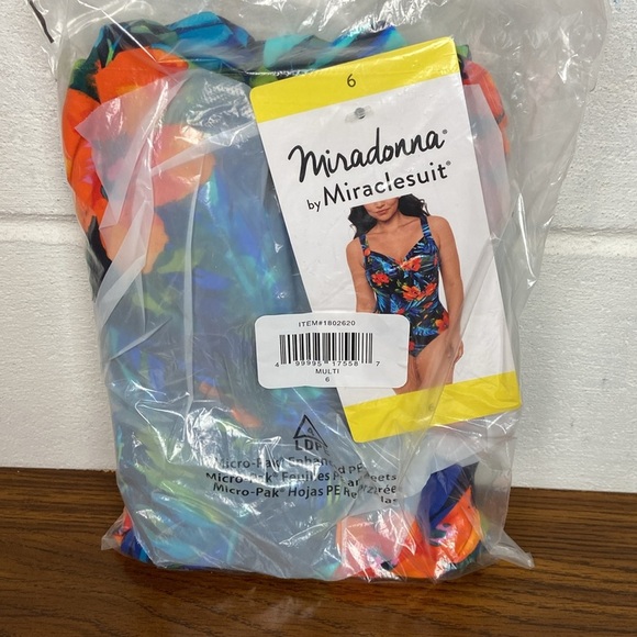 *SEALED* Miradonna by Miraclesuit 1 Piece Bathing Suit Size 6 Tropical Slimming - Picture 4 of 7